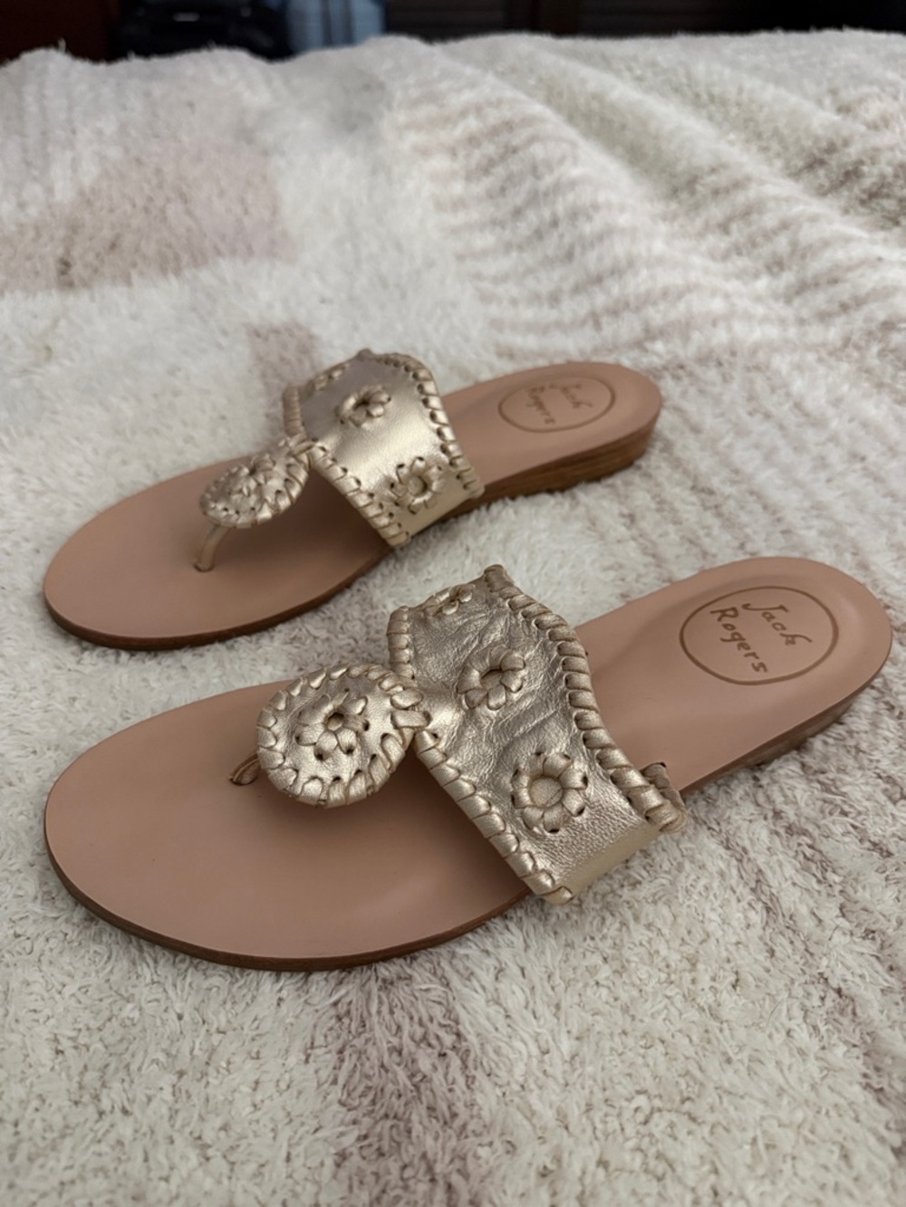 Jack Rogers Metallic Gold Leather Sandals